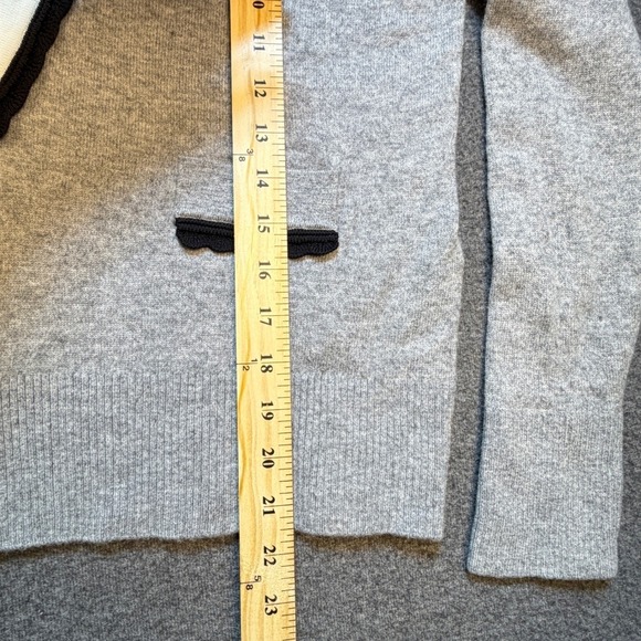 SANDRO Alisson  sz L / 3 V-Neck Sweater Wool Cashmere Grey Black White Soft - Picture 7 of 12